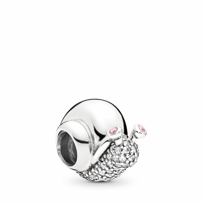 Pandora Sparkling Snail Charm Ireland - Sterling Silver/Pink/Mixed Stones/Cubic Zirconia - 467852XCF